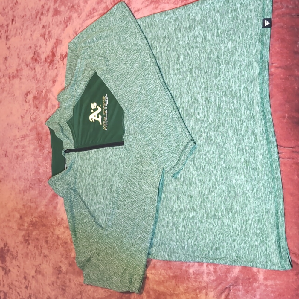 Fanatics Mens Performance Oakland Athletics Size XL Gray 1/4 Zip Pullover